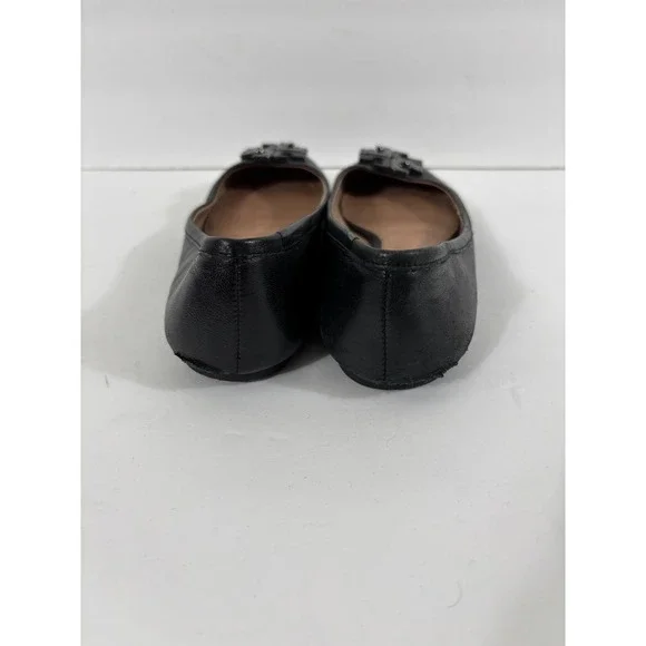 Tory Burch Black Lowell Leather Ballet Flats Embellished Logo Size 7 M - Picture 12 of 16